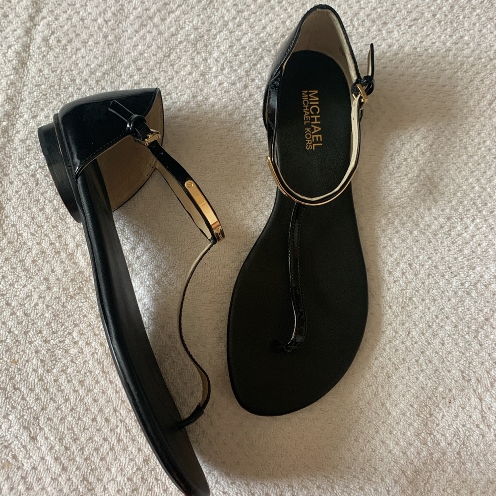 Michael Kors Black Leather Kristen Sandal